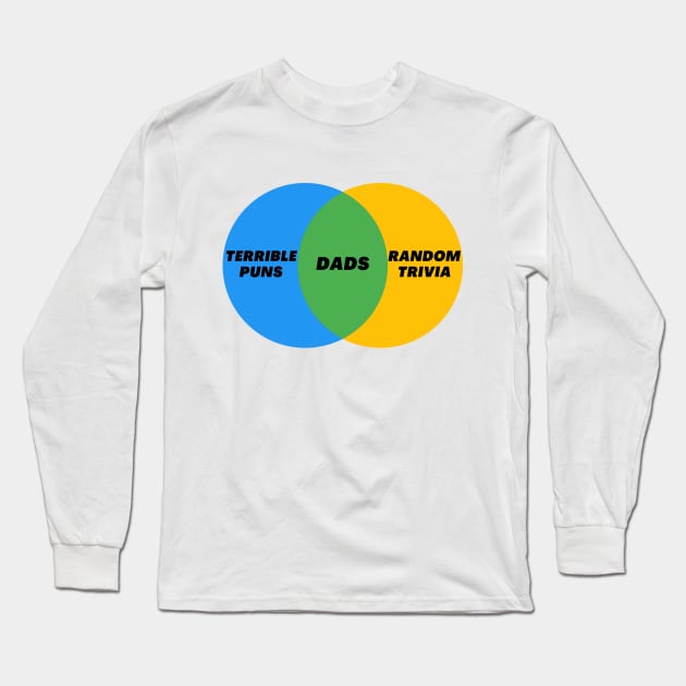 Venn Diagram Dads Dad Jokes Terrible Puns Random Trivia Long Sleeve T-Shirt by Jean-Claude Venn-Diagram